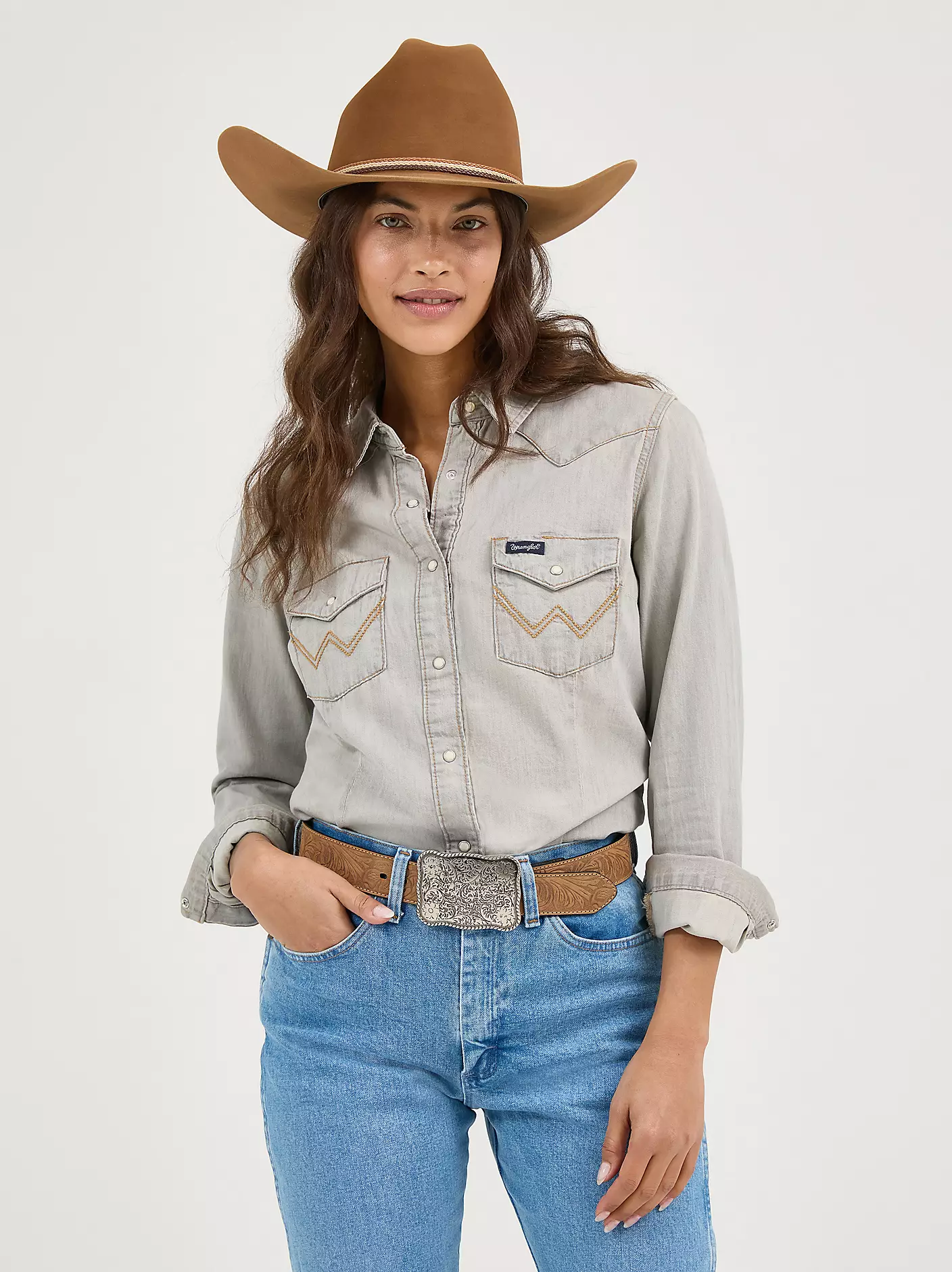 Wrangler Western Snap Work Denim Shirt