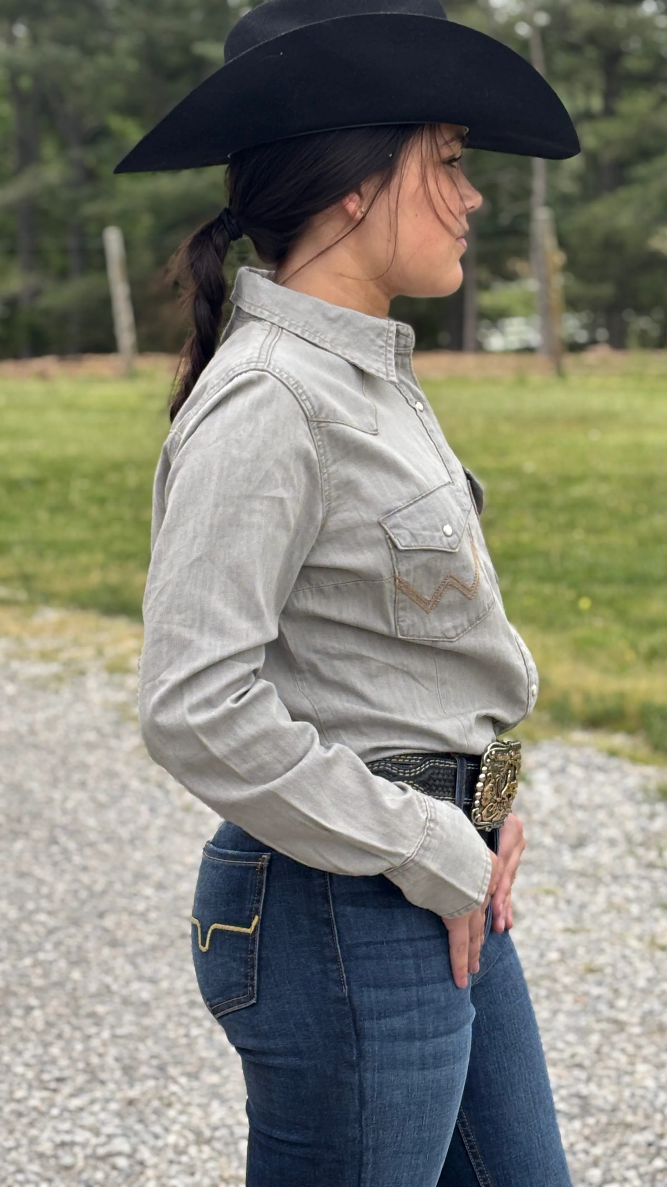 Wrangler Western Snap Work Denim Shirt - Image 3