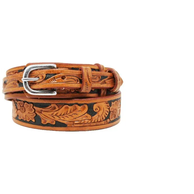 Youth Tooled Leather Belt